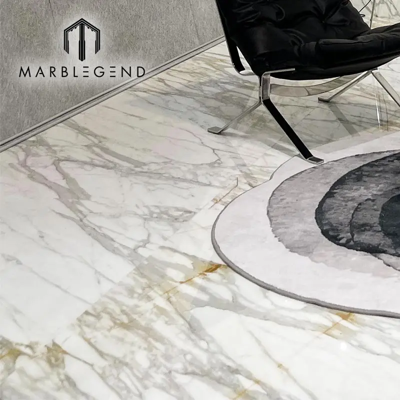 Luxury nature white  marble stone wall panel calacatta gold marble tile  floors for villa