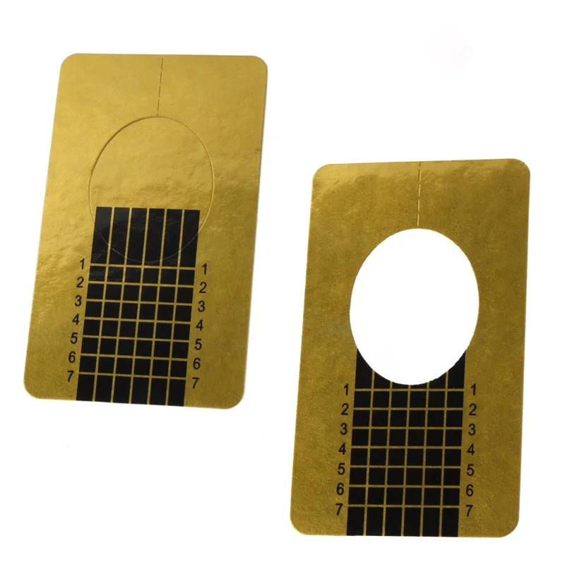 Hot Selling 100Pcs /Roll Thicker High Sticky Gold Dual Long Plastic Nail Form Custom LOGO