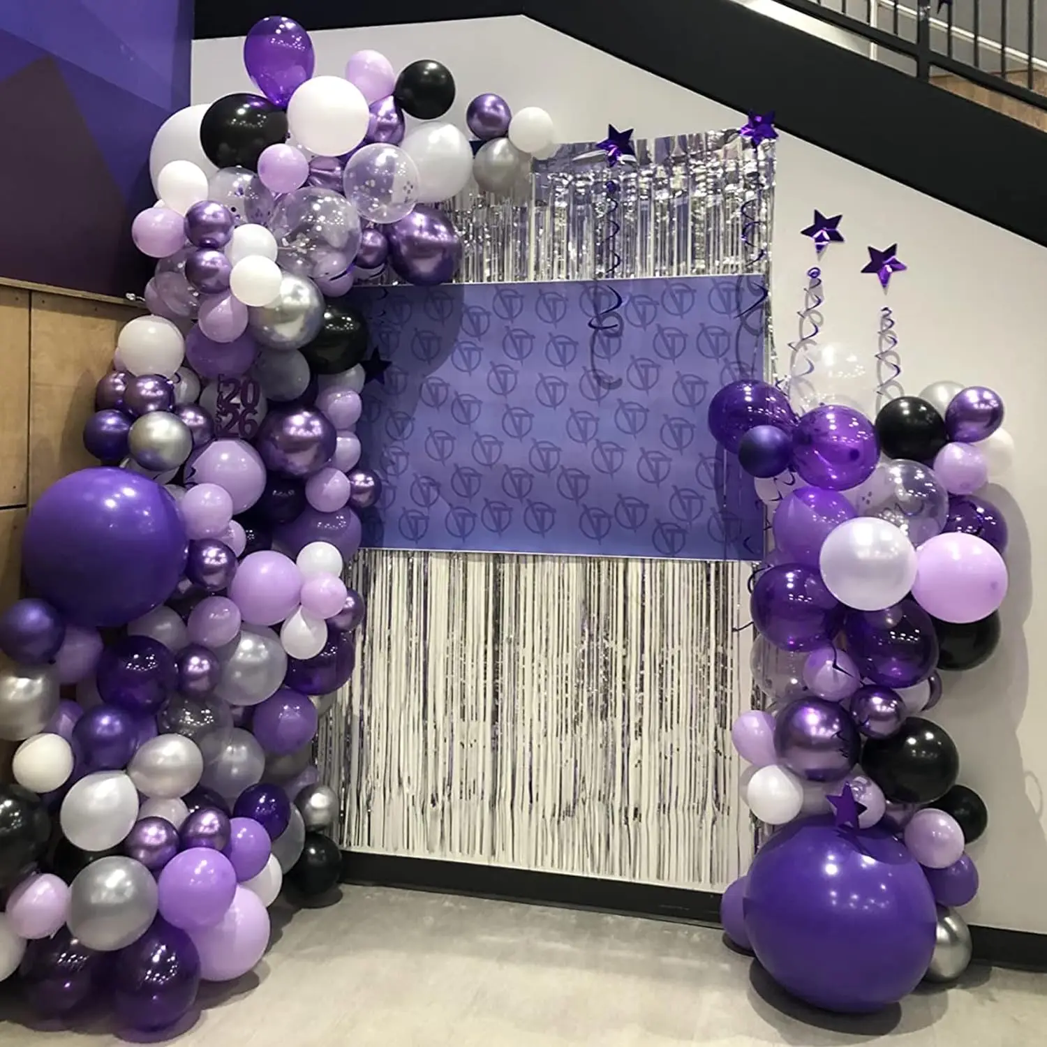 60pcs30.48cm dark purple light purple metallic chrome purple confetti balloon set Girl Ladies Wedding Birthdayr Bride
