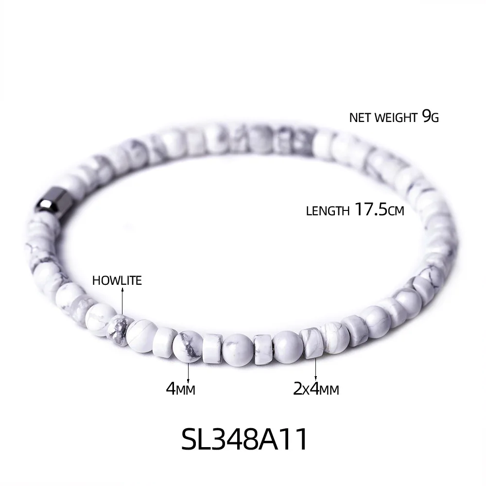 Wholesales Unisex Gemstone Turquoise Howlite Lapis Agate Amazon Beads Bracelet Seven Chakra Natural Stone Bracelets