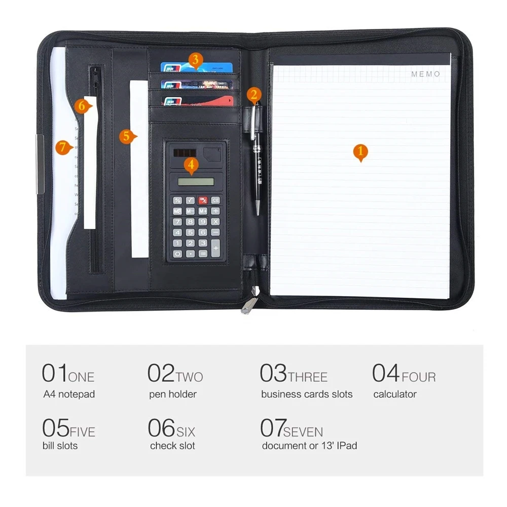 Hot selling a4 travel document organizer for documents portfolio binder