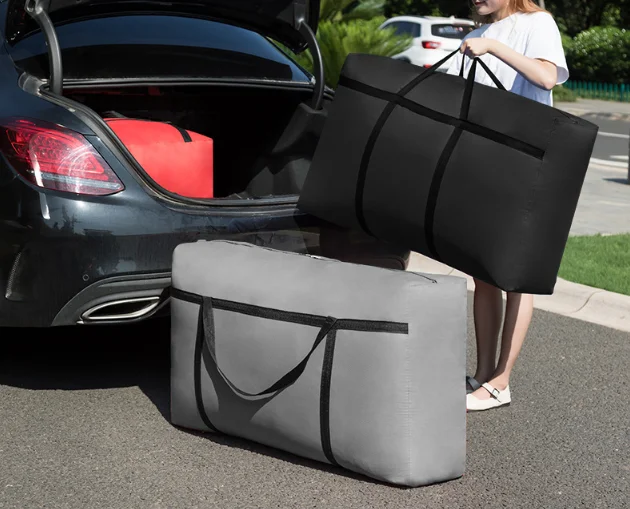 Reusable storage bags  big bag with zipper Large capacity Oxford cloth home storage organization