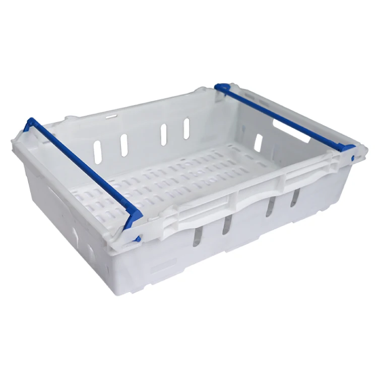 HAOSEN Arm Handle Nest Fruit Basket Crate Pizza Dough Plastic Stackable Storage Bread Trays Plastic Fish Turnover Mesh Basket