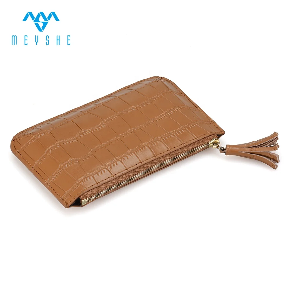 Factory Custom Wholesale High Quality  Brown Crocodile Genuine Leather Bag Coin Purse For Women