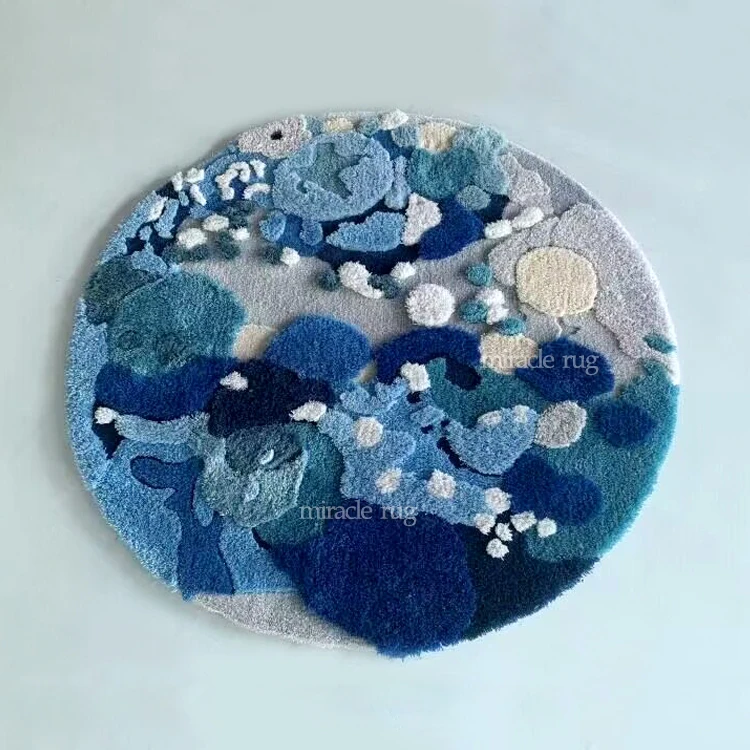 Kids Play Game Green Carpets Hand Tufted Plant Rugs Large Forest Handmade 3D Living Room Rug Custom Moss Mat