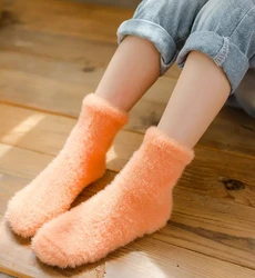 Kids Autumn Winter solid color fashion Coral fleece cartoon animal lovely floor cushion towel warm sock