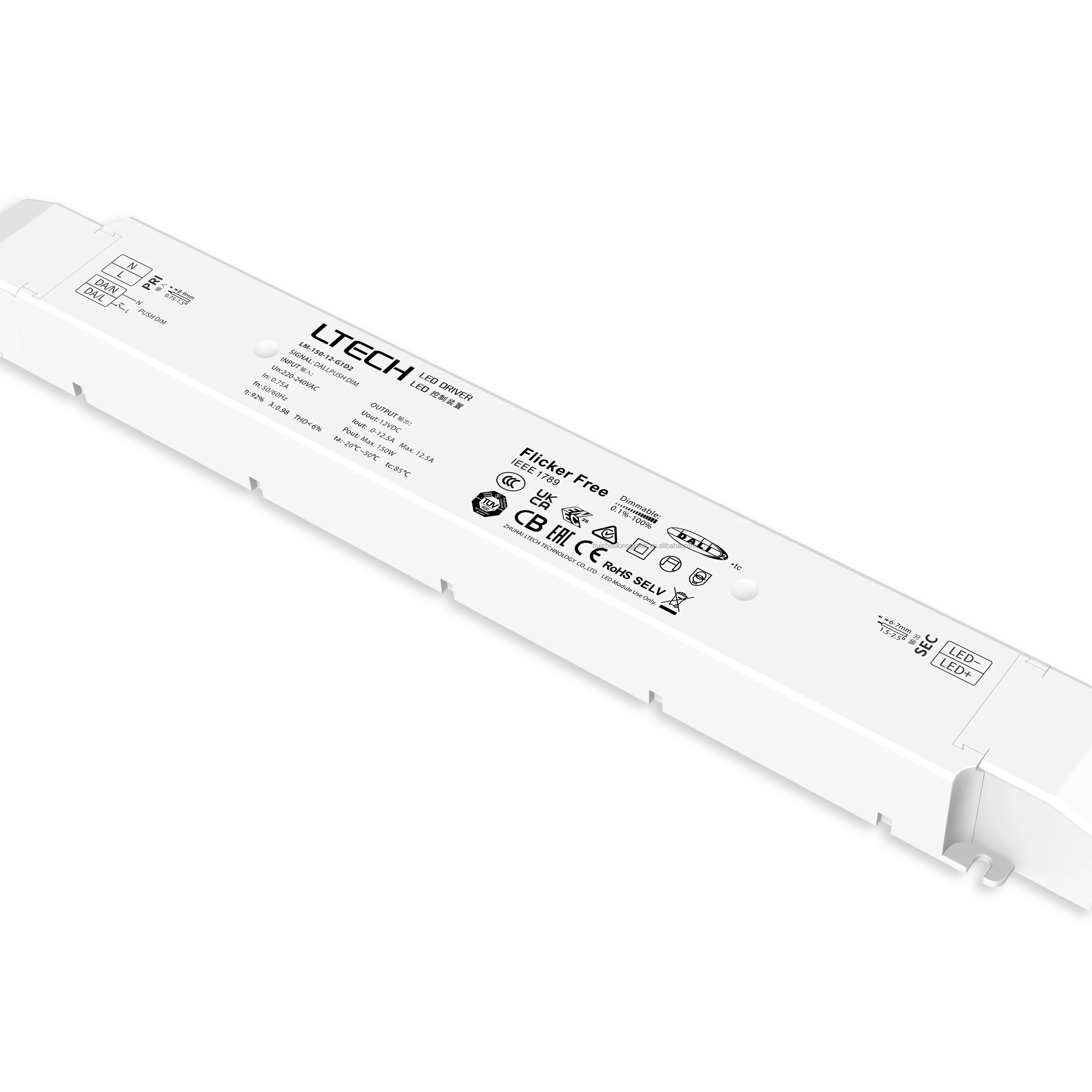 LM-150-24-G1D2 Ltech 150W 12V 24VDC CV DALI  Constant Voltage Push Dim Flicker Free Dimmable LED Driver