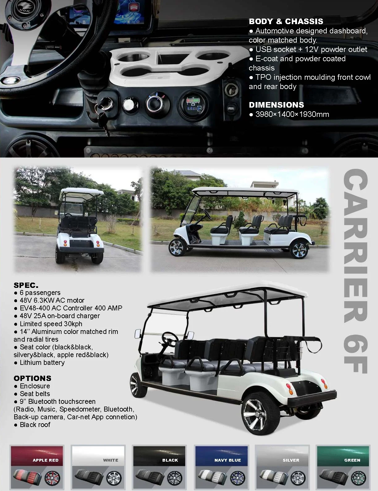 golf buggy motorbike HDK EVOLUTION Sightseeing Mini Bus Club Car 6 8 Seat 48V Utility Electric Golf Cart For Sale