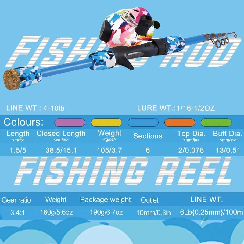 Wholesale Starter Fishing Rod Kit Kids Fishing Rod and Reel Combo Light Weight Fishing Pole Set for Stream