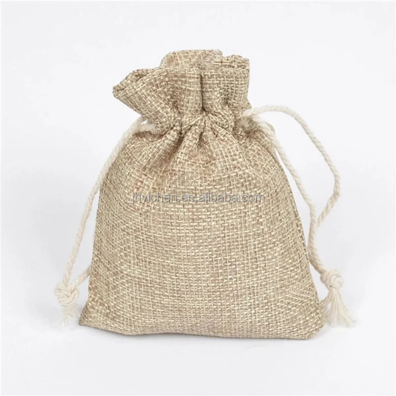 Custom Sizes Natural Burlap Linen Holiday Gift Drawstring Bag Jute Body Care Pouch