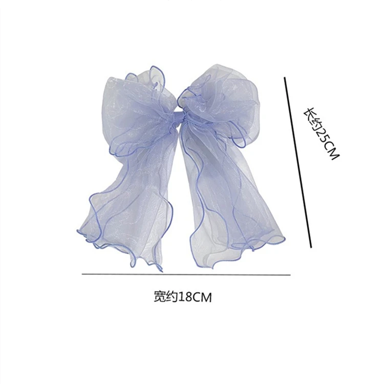 Fashion Organza Big Bow Hair Clip Elegant Ribbon Bowknot Spring Clip Solid Color Handmade Hairpin Women Hair Accessories