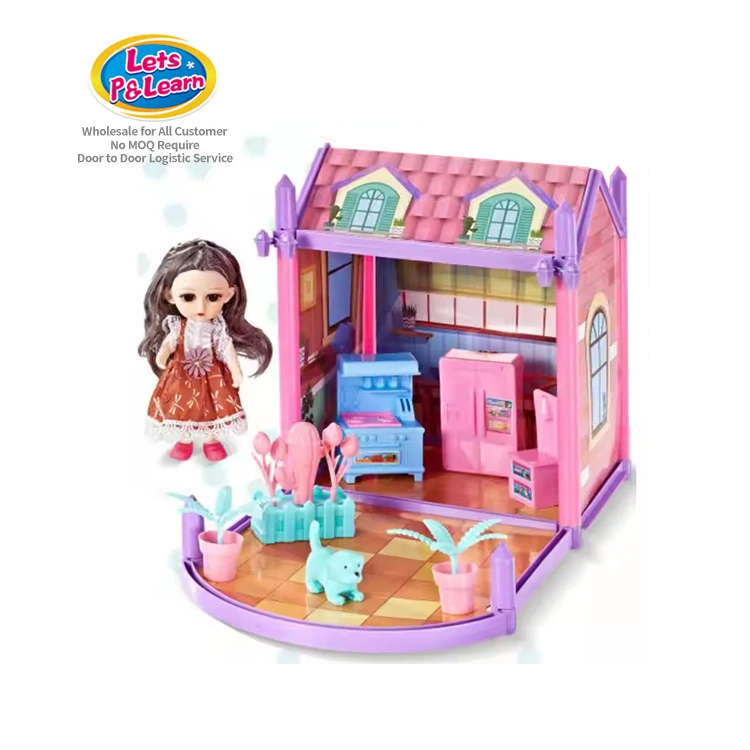 Hot Sale Children Girls Pretend Role Play Villa House Toy DIY Princess Model With Furniture Doll for Cirls