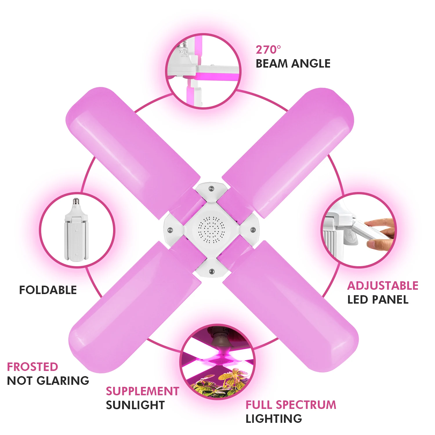 J&C Plant Light Bulb Two Head Grow Light Full Spectrum LED Greenhouse Plant Lights Vegetable Houseplant