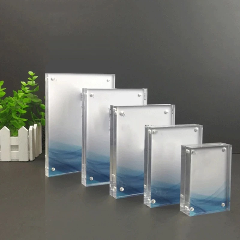 Clear Magnetic Rectangle Picture Frame Business Card Acrylic Hold Home Decor Birthday Gift DIY Photo Frame Acrylic