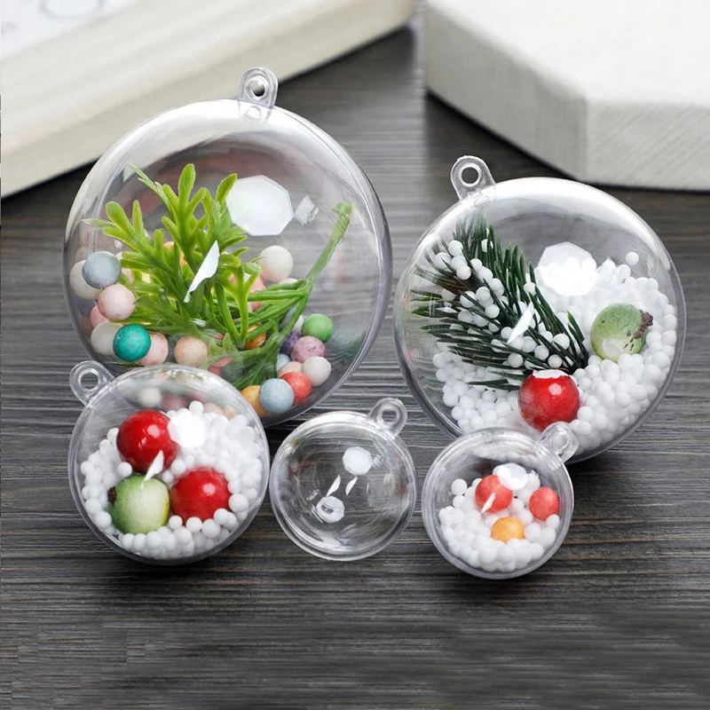 Plastic Transparent Bauble Hanging Pendant Openable Tree Ornament Clear Fillable Christmas Ball For Party Wedding Decoration