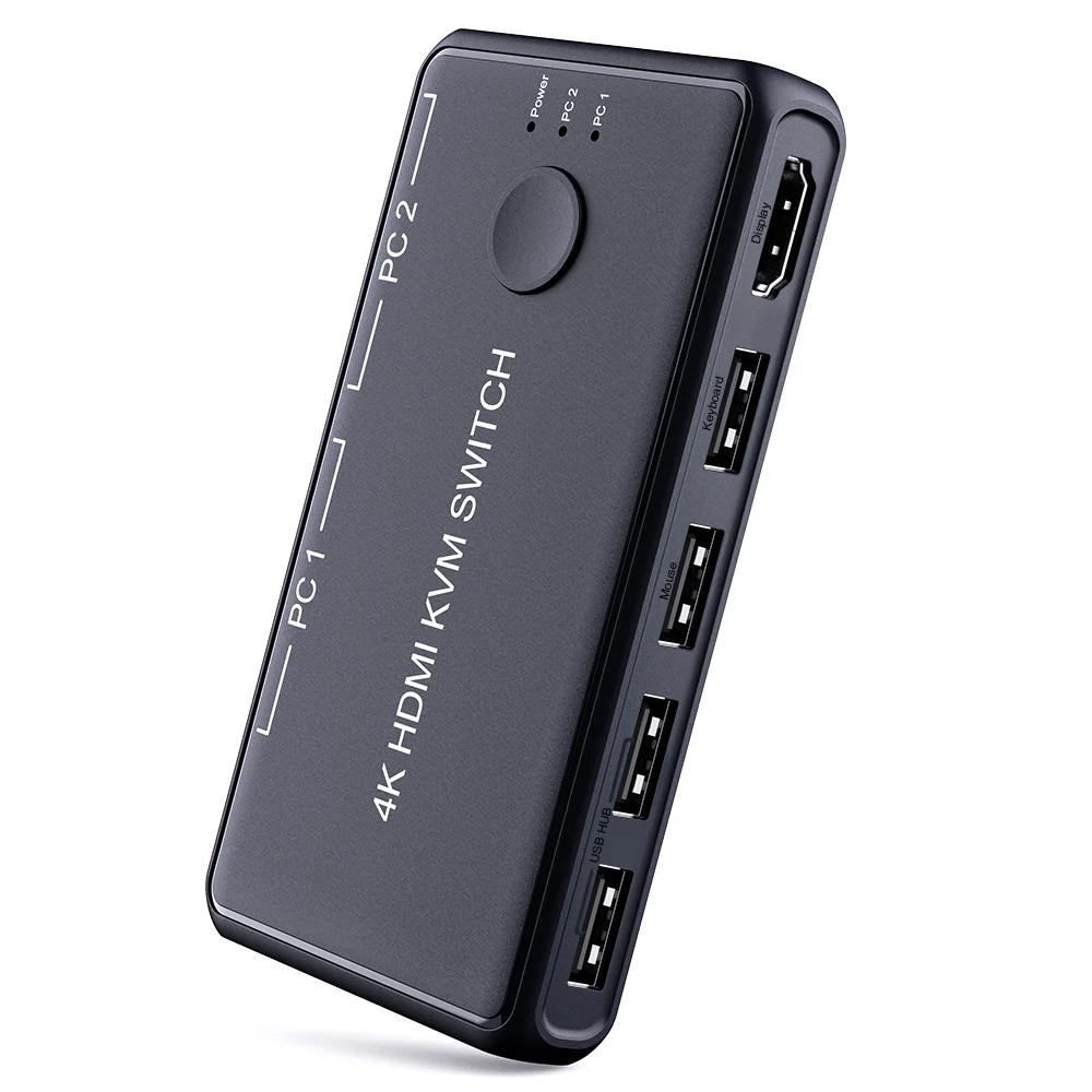 KVM-Консоль HDMI с 2 USB-портами, 4K @ 60 Гц, поддержка переключателя HDMI 2,0 KVM с функцией 2 USB-Хаба