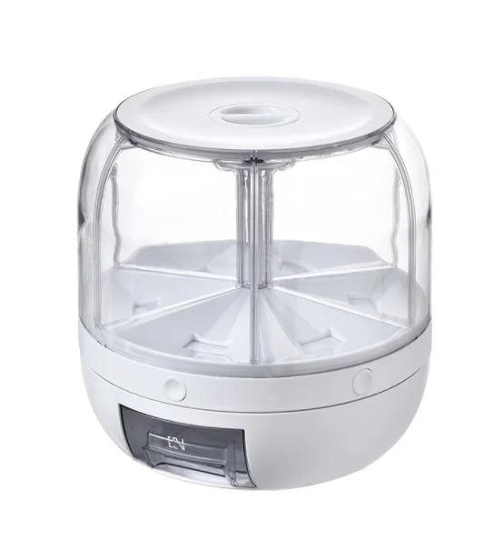 Large Dry Food Rotating Storage Container  Grain Case Clear Rotatable Rice Dispenser Storage Box