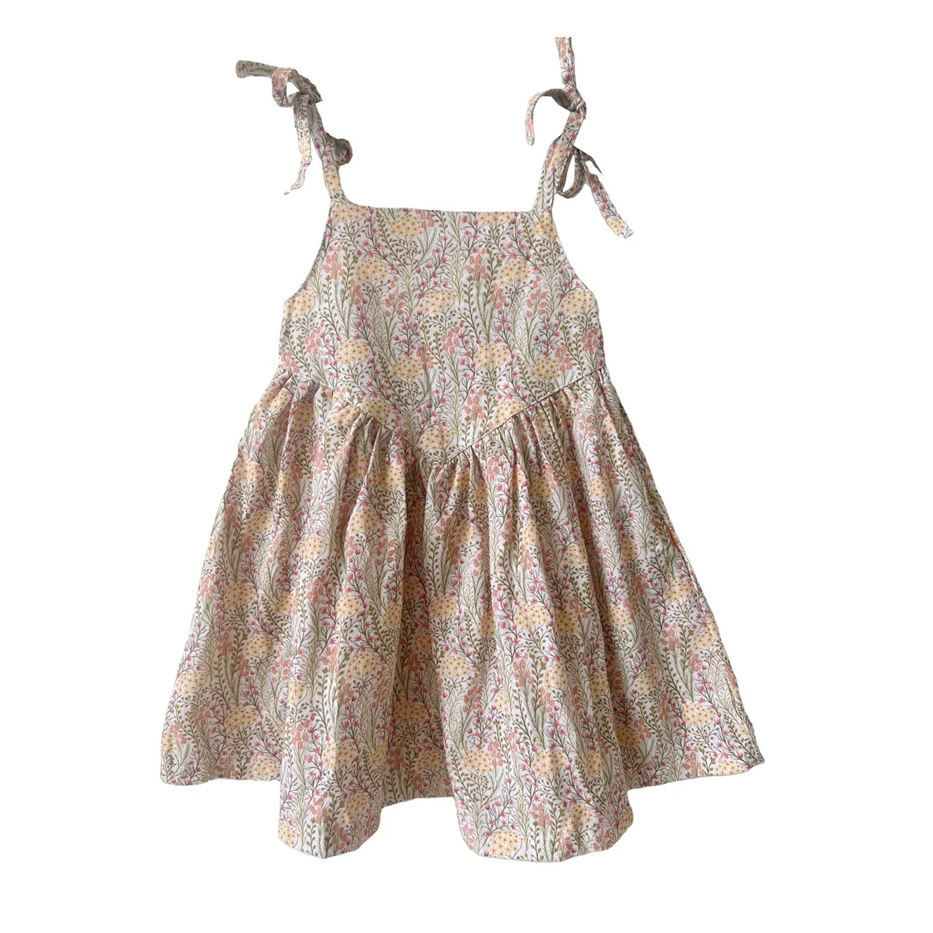 Custom 100% cotton summer beautiful baby girl floral print singlet dress