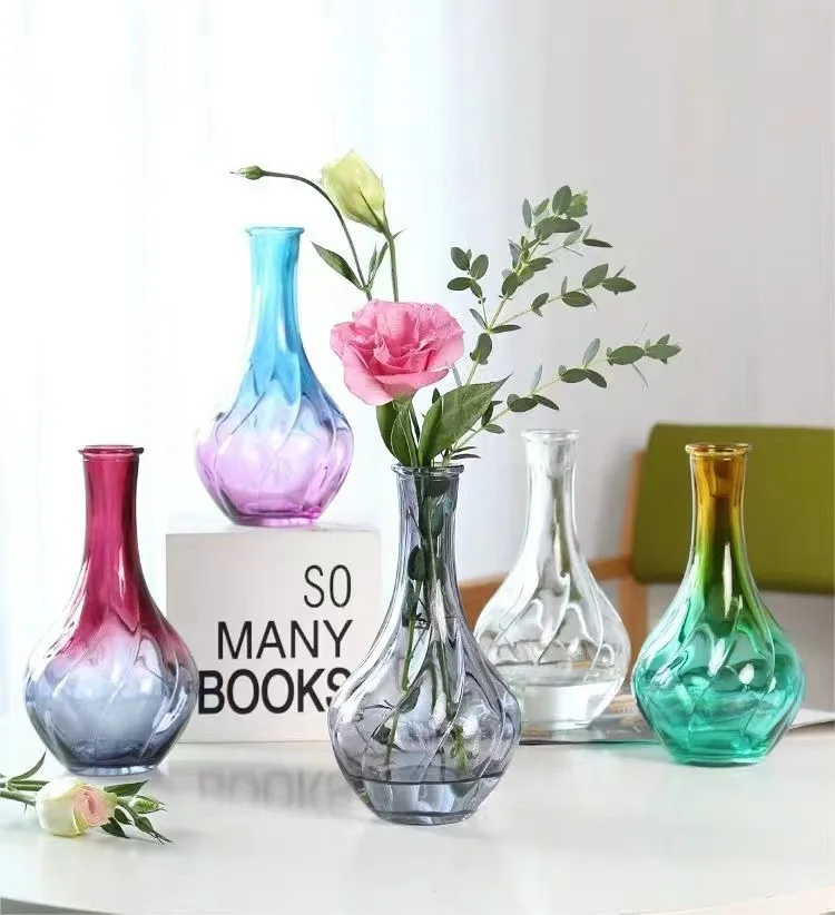 Nordic Creative Simple Glass Vase Transparent Hydroponic Plant Colored Vase Office Table Decorative Glass Manufacturer
