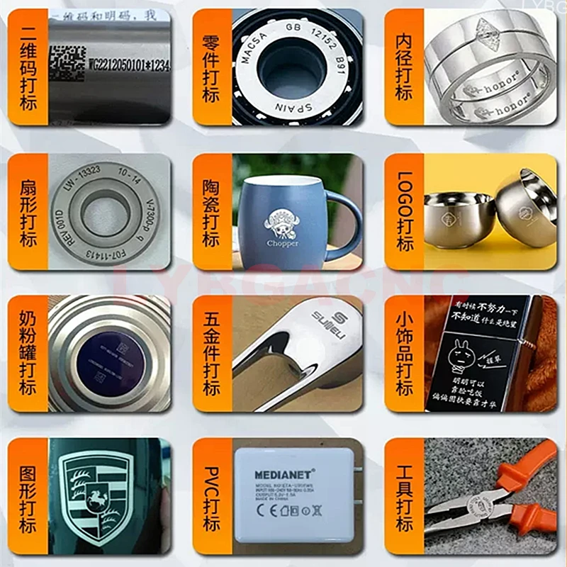 Disassembled LY Desktop mini Fiber Laser Marking Machine upgrade Rotation Axis for PVC Plastic Stainless Steel Cartoon Package