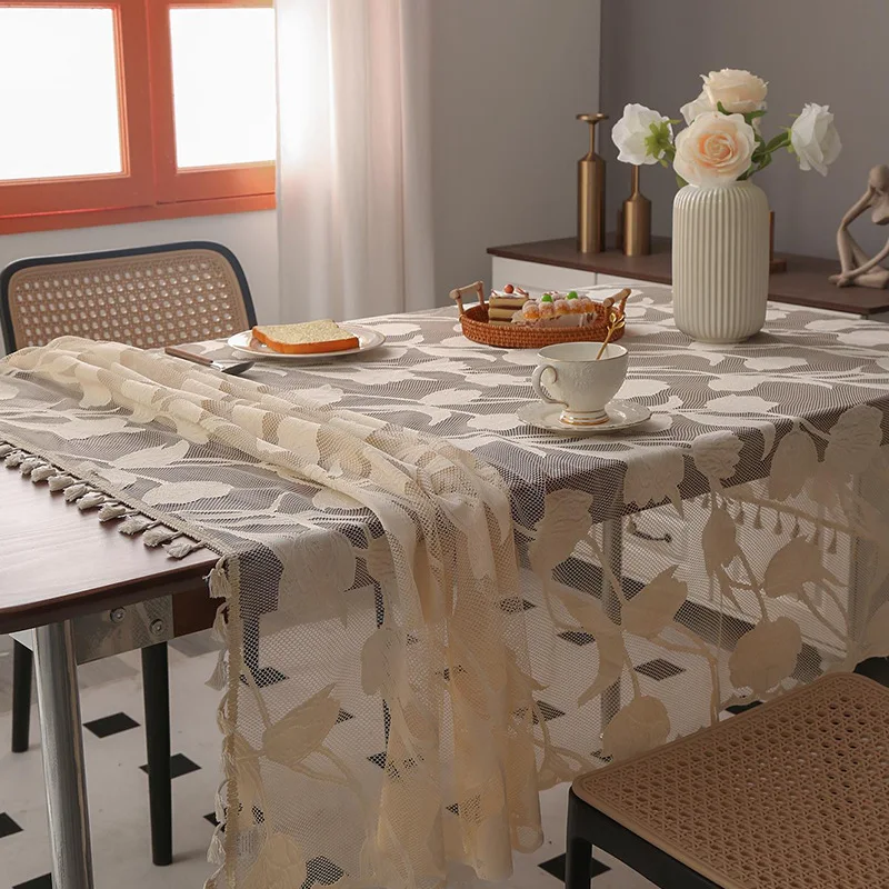 Minimalist tassel tablecloth style home Nordic rectangular lace tablecloth