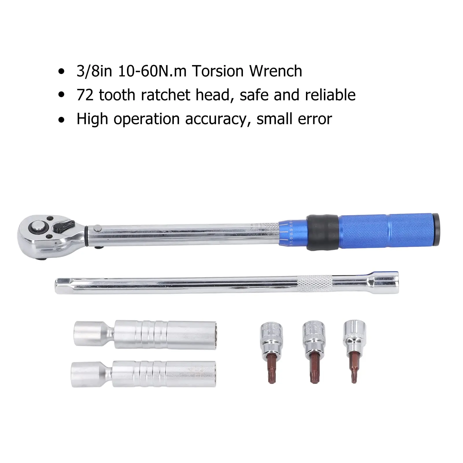 GTYPRO Torque Wrench 3/8 Torsion Wrench 72 Tooth Ratchet Head Spanner Set Metal Structure 10-60N.m Mechanical Assembly