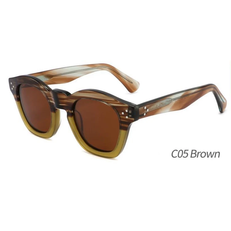 Ladies Round Acetate Vintage Polarized Italian Brand Women Custom Sunglasses