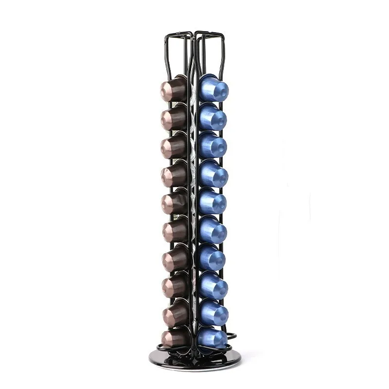 Wholesaler Revolving 360 degree Rotating 40 Capsule Pod Tower Stand Rack Coffee capsule holder