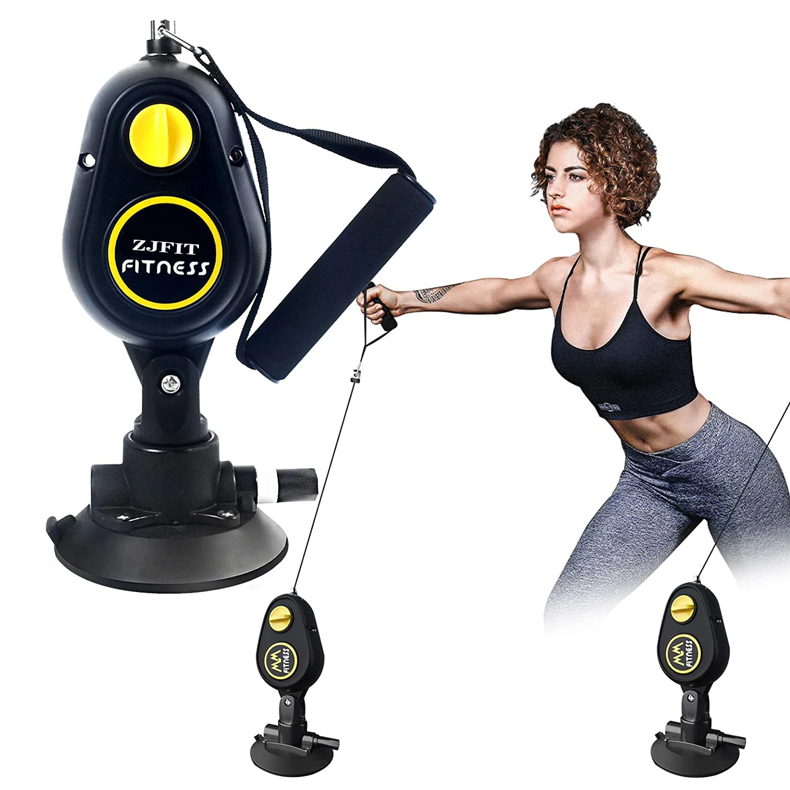 ZJ China Manufacture Adjustable Fitness Rope Trainer Wall Pulley Factory Price Strength Elastic Handle Rope Training Equipment