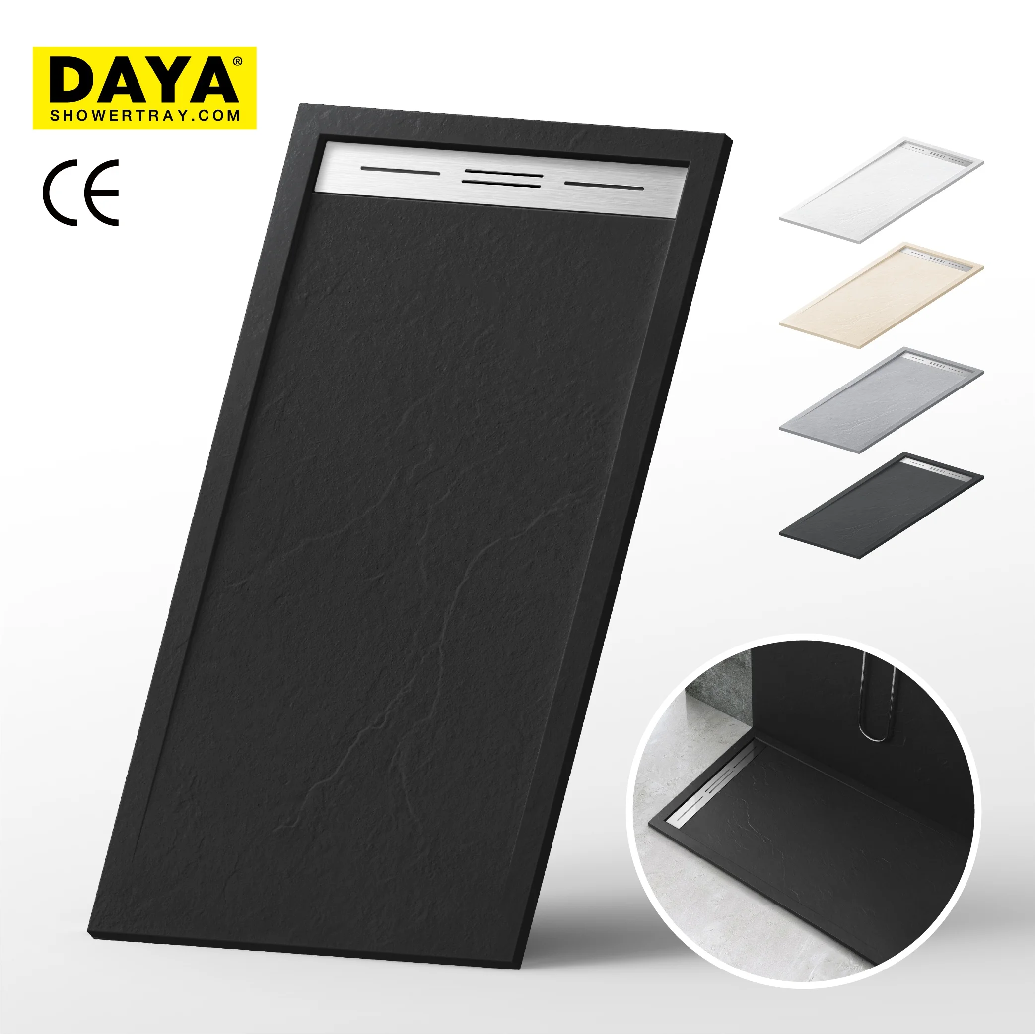 Lightned Material Shower Pan High-flow Extra-flat Drain Valve Resin Shower Tray