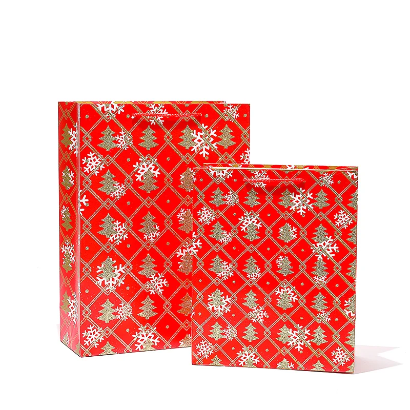 
Custom printing glitter Christmas tree paper bags with handle gift set strong paper 