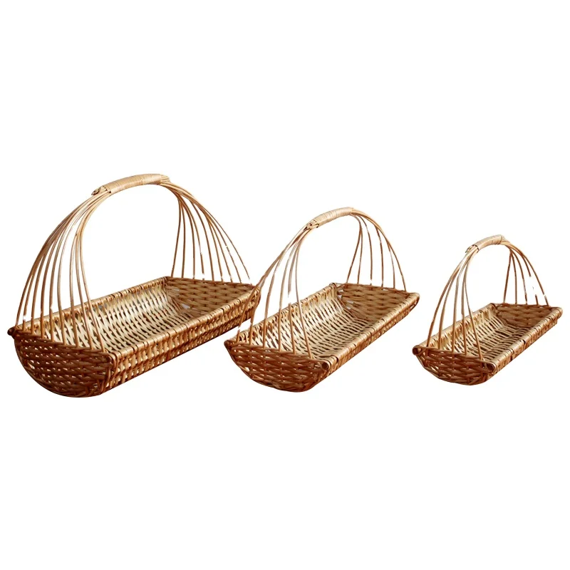 Kingwillow handmade woven willow wicker fruit basket gift baskets hamper with handle set of 3