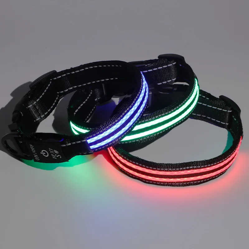 Cat Nylon LED Pet Dog Collar Night Safety Flashing Glow In The Dark Dog Leash Dogs Luminous Fluorescent Collars Pet Supplies