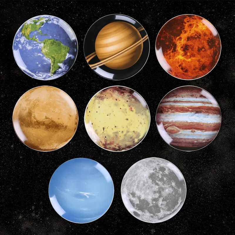 Creative Home Living Room Wall Decoration Nordic Modern Ceramic Space Planet Wall Hanging Decor Plate