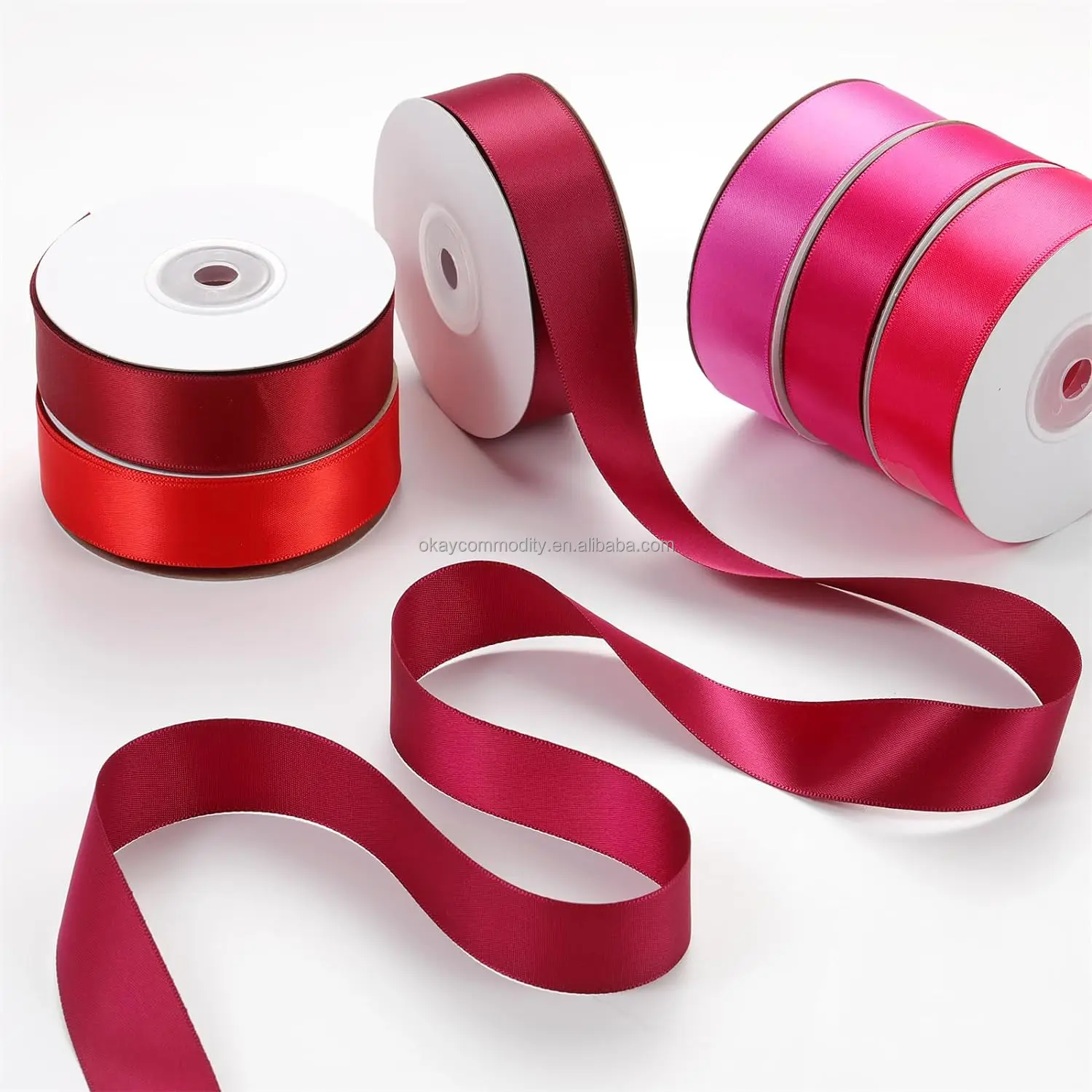 OKAY Factory Directly 1-1/2 Inch (40mm) x 100 Yards Red Eternal Roses Material Satin Ribbon for Flowers