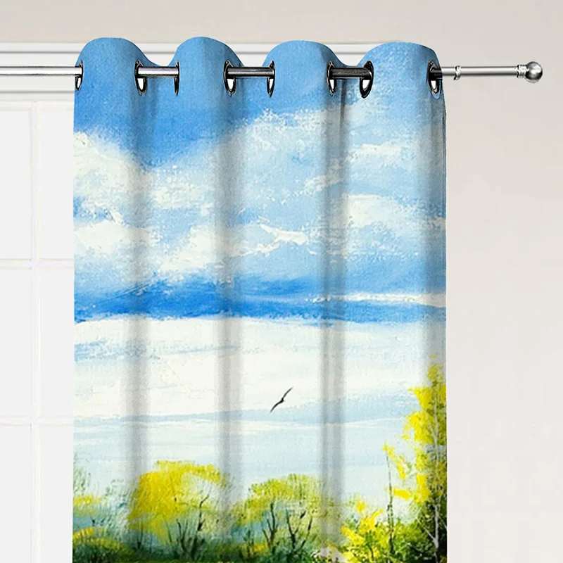 Wall Covered With Flowers 3D Digital Printing Landscape High Quality Photo Polyester Blackout Curtains
