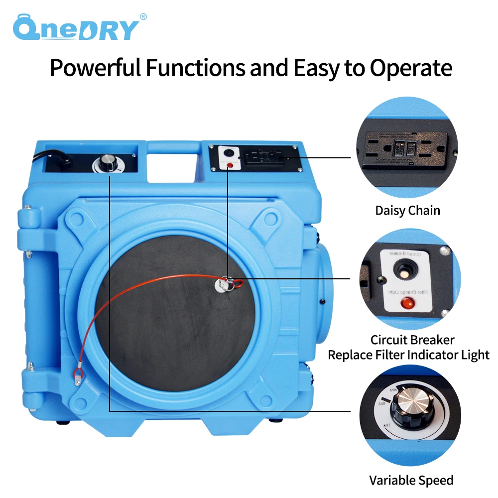 DukOnedry HEPA  filter 800CFM Air Scrubber 3-Stage Filtration Negative Machine Air Scrubber rental purifier Air Cleaner for mold