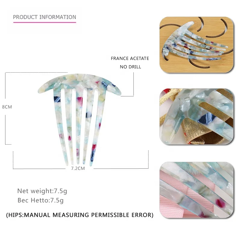 2020 New Ponytail Fork Comb Simple Cellulose Acetate Comb Cheap Little Hair Comb