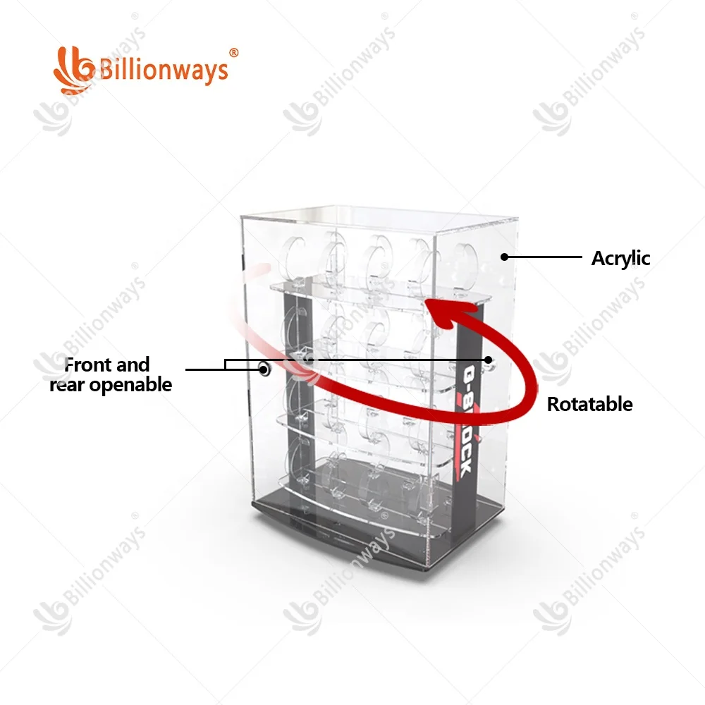 Customized Clear Acrylic Watch Display Holder Stand, PMMA Watch Display Cabinet Case