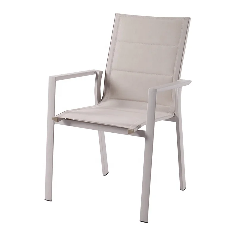 Stacking White Restaurant Teslin Mesh Furniture Garden Patio Outdoor Aluminum Dining Chair for Event