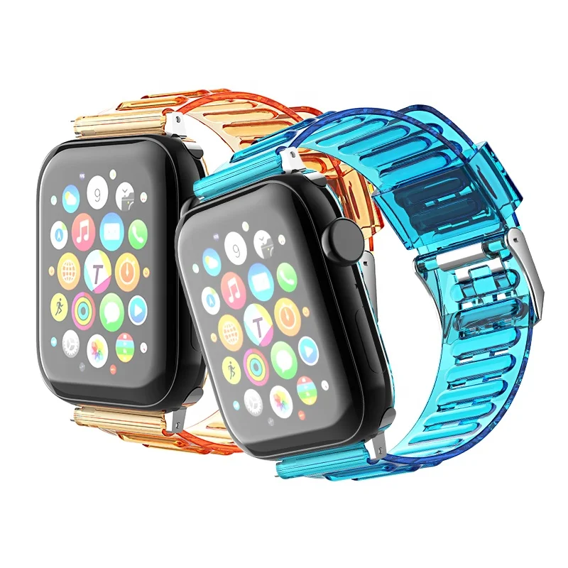New Products Glacier Transparent Strap for Apple Watch Series 6 Glacier Bracelet 38mm 42mm TPU Strap