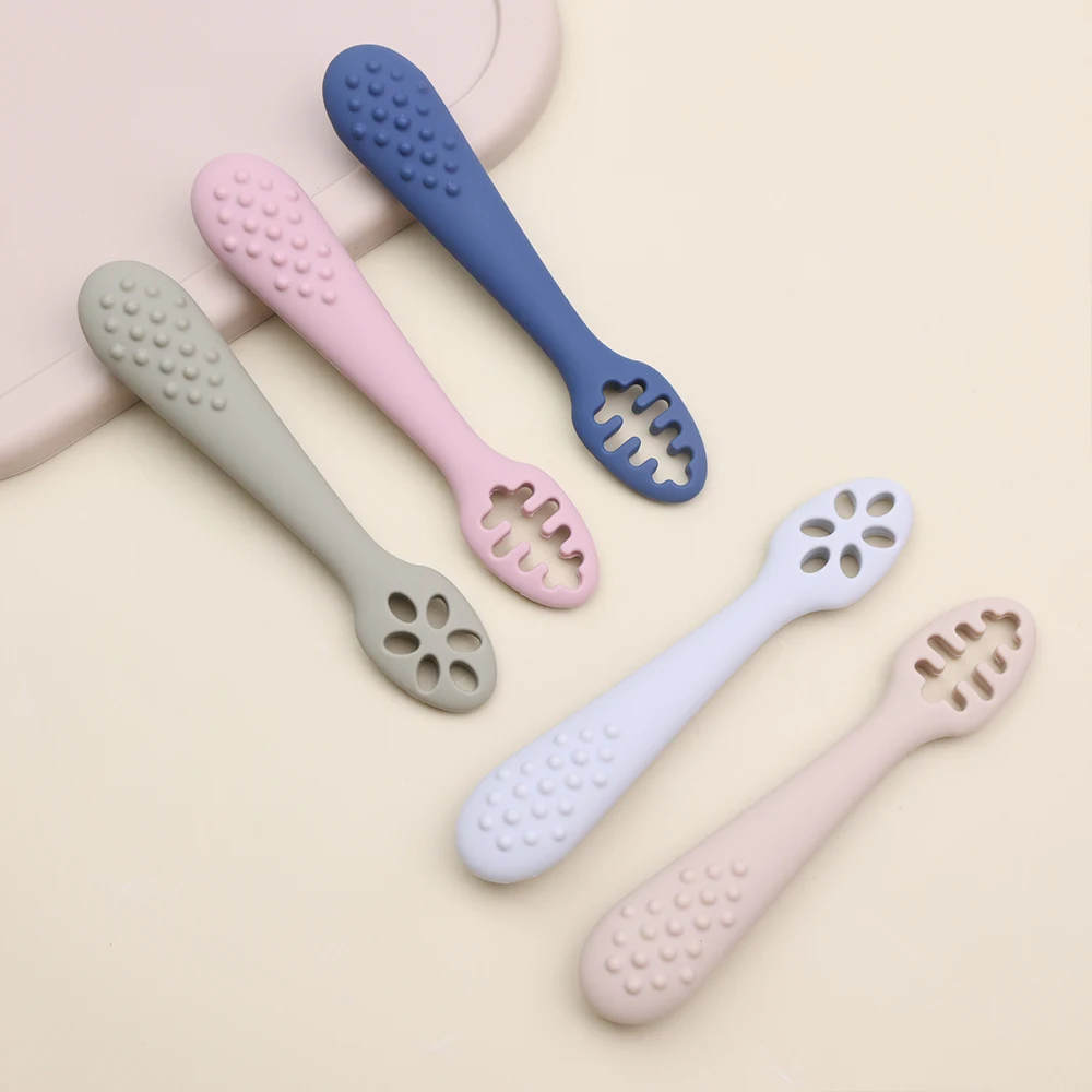 New Product Idea 2024 Infant 6+ Mouths First Learning Babi Feed Spoon Bpa Free Silicon Baby Spoon Set Kitchen