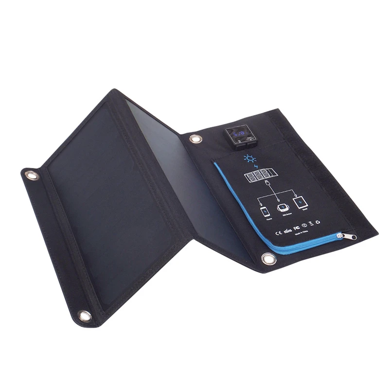 JWN-006 Factory Wholesale 15W Efficiency flexible Solar Panel Folding & Portable Solar Power Bank Charger