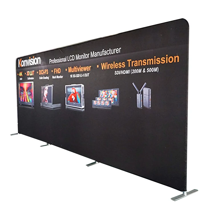 FEAMONT Free Standing Pop up Straight Shape Banner Custom Tension Fabric Display Wall for Photo Booth Stand for Sports Events