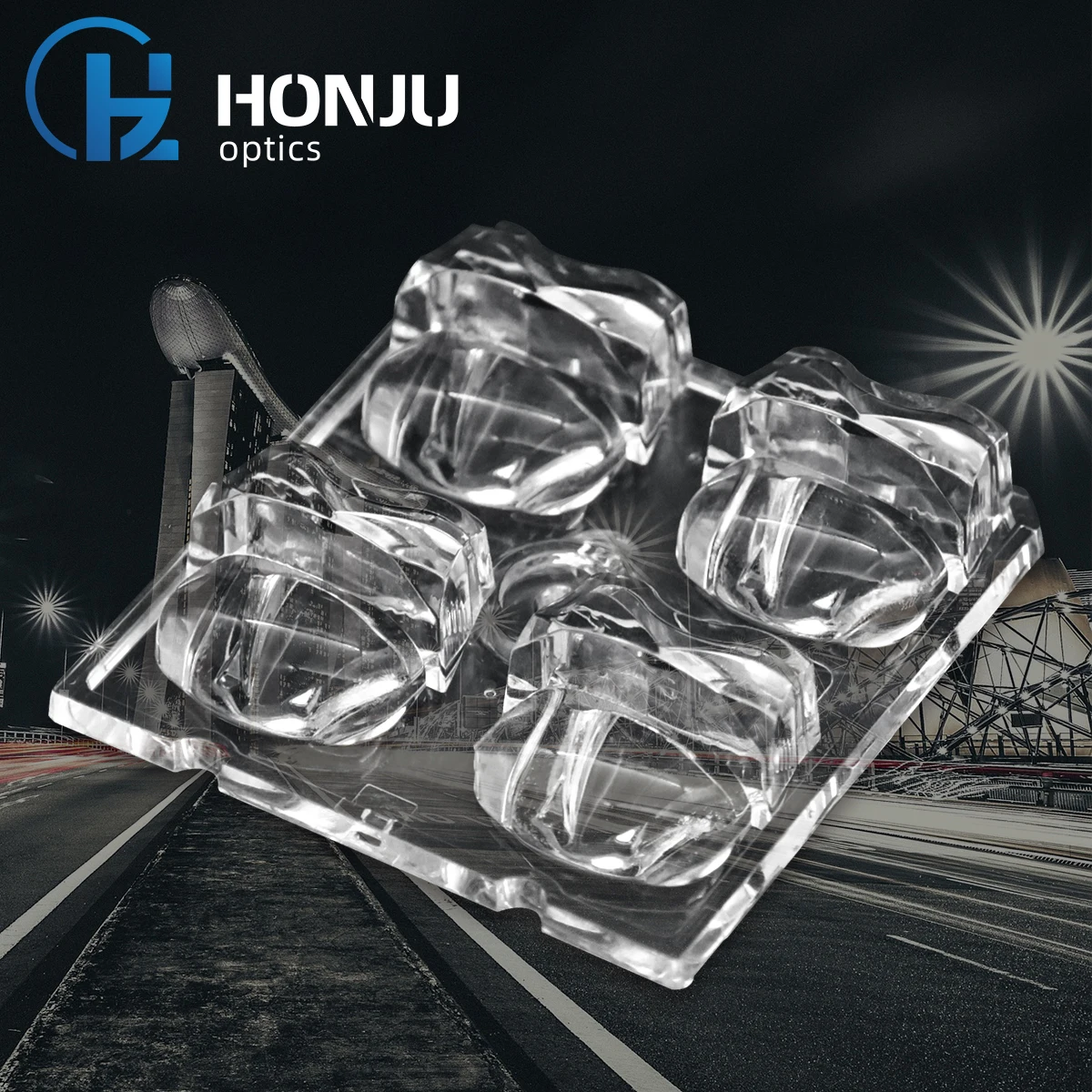 HONJU  140x50 degree T2M 4 beads plastic PC led street Light Lens led optical lens 5050