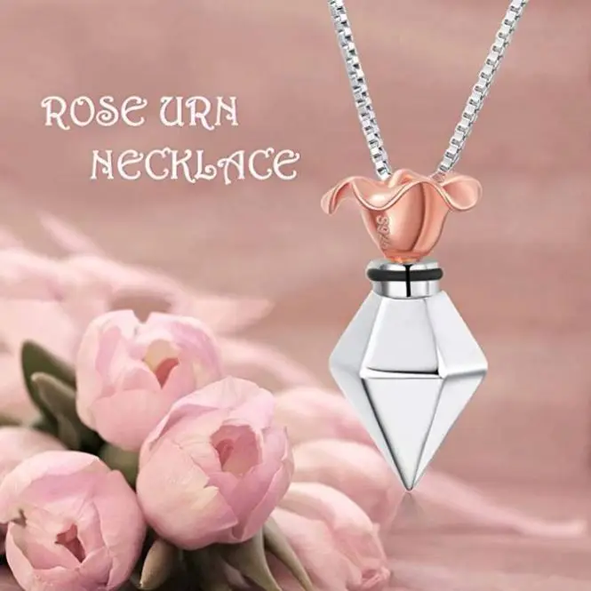 Sterling Silver Rose Flower Necklace Earrings Gold I Love You Forever Heart