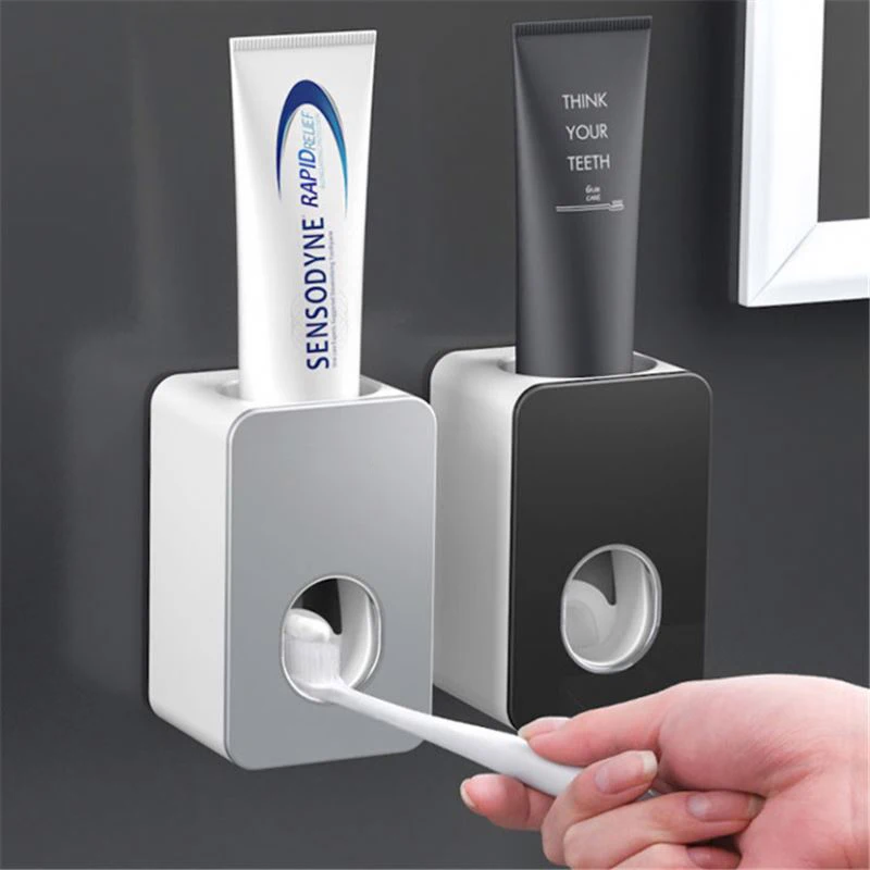 Hole-Free Automatic Toothpaste Dispenser Toothbrush Holder Bathroom Wall Mount Toothpaste Squeezers