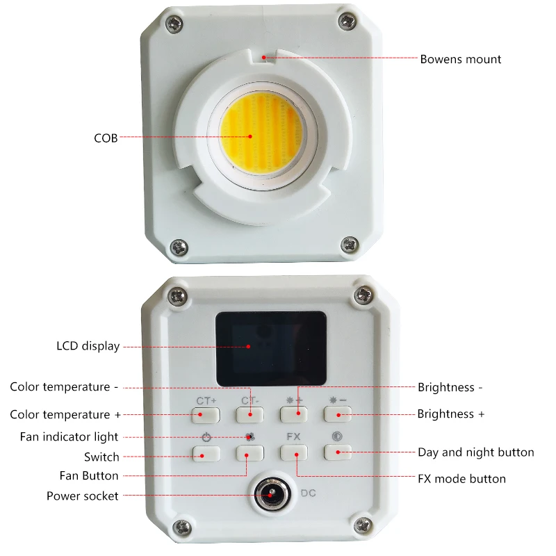 60W COB Video Dimmable Light 2800-6800K Photographic LED Light for Photo Studio Film Camera Shooting Livstreaming