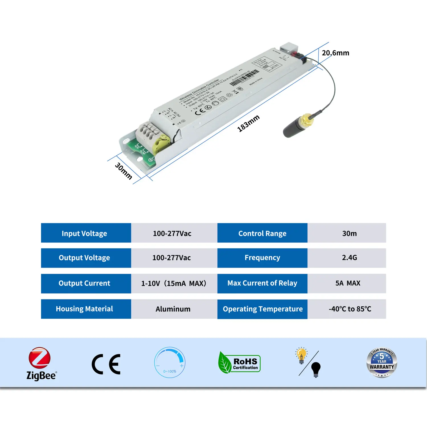 Zigbee 3.0 Industrial Lighting Smart Light Control Dimming Zigbee Smart Dimmer Led Light Controller