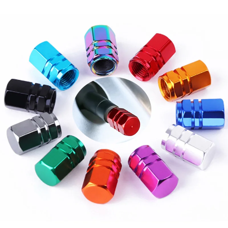 Custom Logo Hexagon Tire Valve Stem Caps Aluminum Car Tire Caps Air Dust Covers Universal For Car Motorcycle Bike